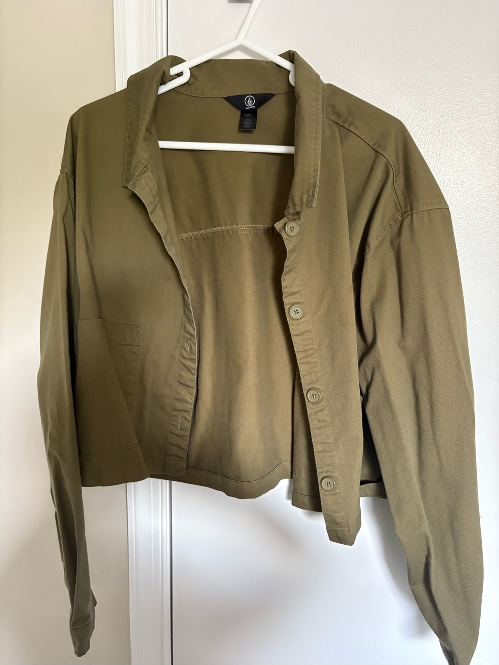 Volcom Olive Utility Cropped Button-Front Jacket